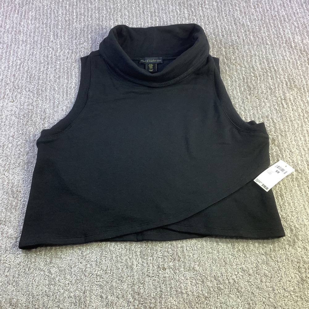 House of Harlow 1960 Black Cowl Neck Sleeveless Cropped Top Size Medium NWT